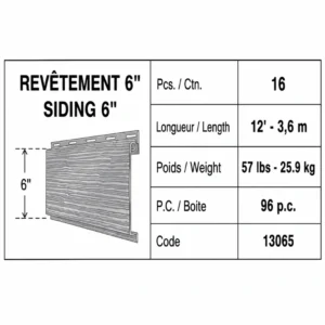 Cedar Redition profil 6 pouces - Distribution DWP Cedar Redition profil 6 pouces